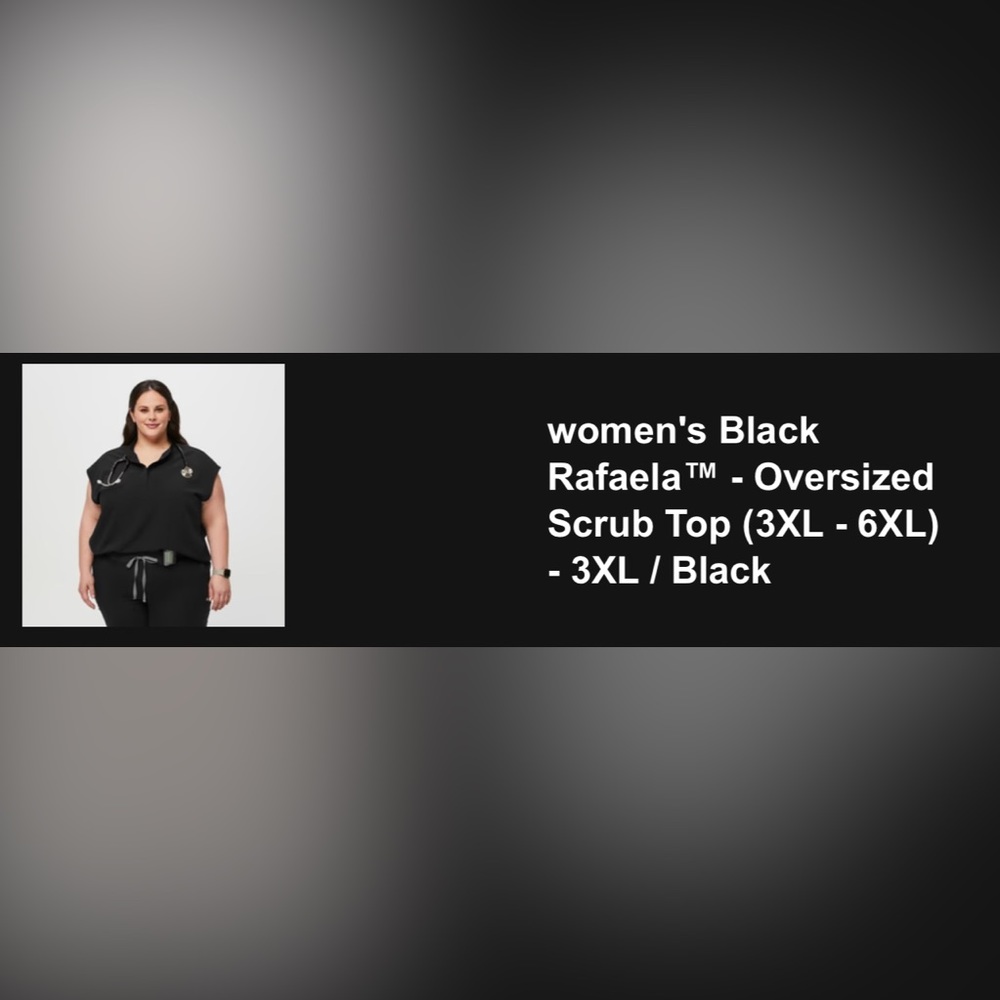 Rafaella Black V-Neck Oversized Scrub Top